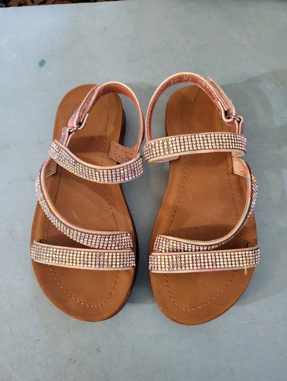 Rhinestone Strap Pink Girls Sandals 10M #1261-212